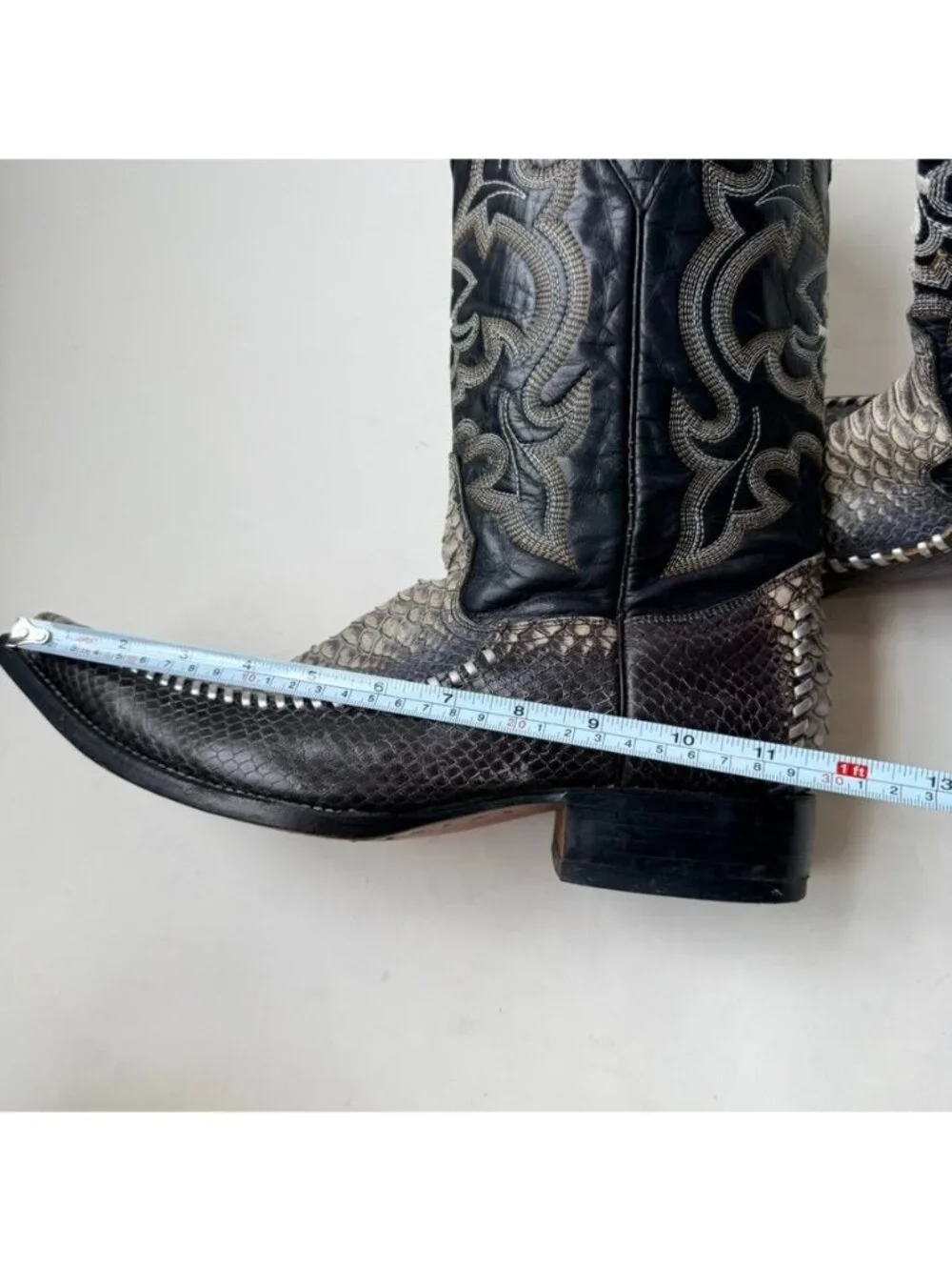 Botas Armenta Mens Size 9.5 Python Leather Western Cowboy Boots Black Green